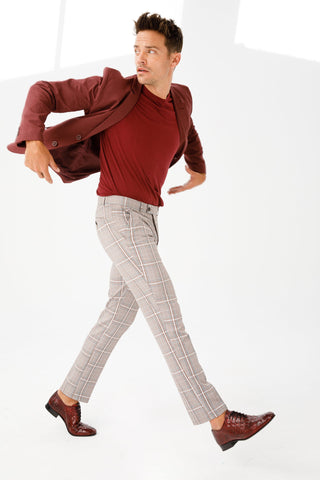 Vinci Randor Crocodile Skin Oxford - Burgundy-AmbrogioShoes