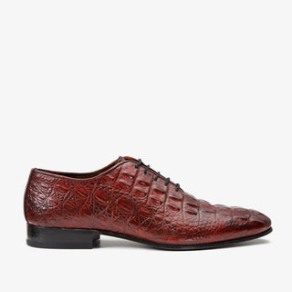 Vinci Randor Crocodile Skin Oxford - Burgundy-AmbrogioShoes