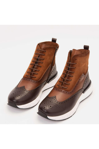 Vinci Regent Leather & Suede Boot - Brown-AmbrogioShoes