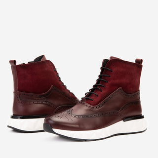 Vinci Regent Leather & Suede Boot - Burgundy-AmbrogioShoes