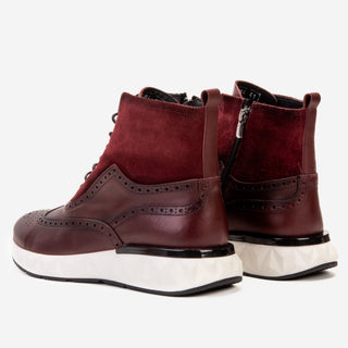 Vinci Regent Leather & Suede Boot - Burgundy-AmbrogioShoes