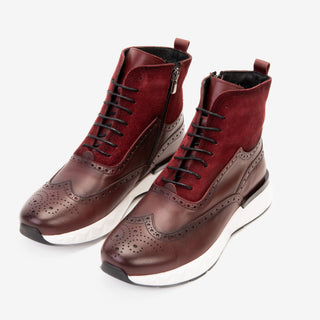 Vinci Regent Leather & Suede Boot - Burgundy-AmbrogioShoes
