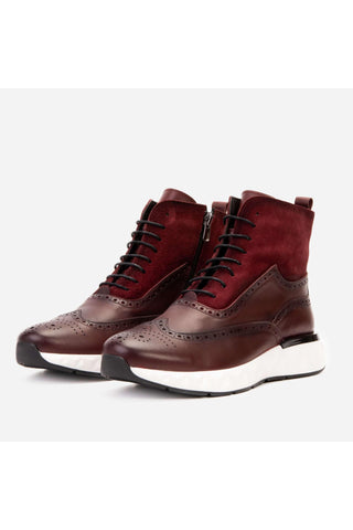 Vinci Regent Leather & Suede Boot - Burgundy-AmbrogioShoes