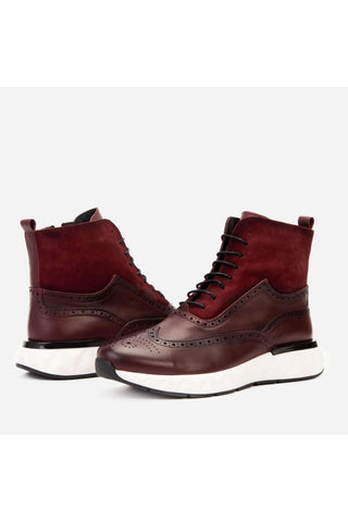 Vinci Regent Leather & Suede Boot - Burgundy-AmbrogioShoes