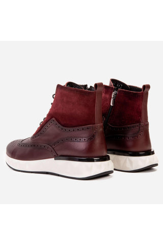 Vinci Regent Leather & Suede Boot - Burgundy-AmbrogioShoes