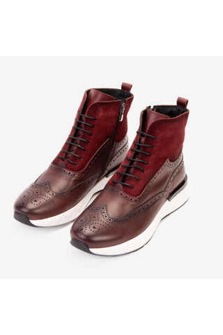 Vinci Regent Leather & Suede Boot - Burgundy-AmbrogioShoes