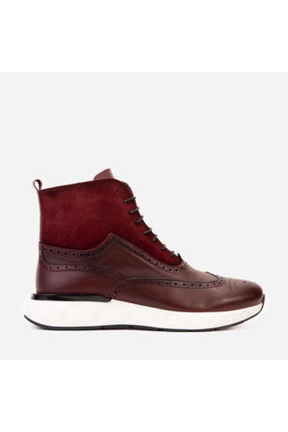 Vinci Regent Leather & Suede Boot - Burgundy-AmbrogioShoes