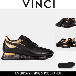 Vinci Rialto Leather Sneaker - Black & Gold