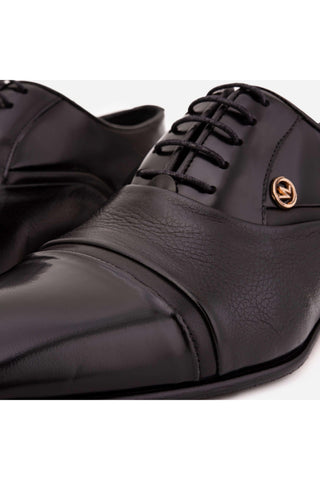 Vinci Rockwell Leather Oxford - Black-AmbrogioShoes