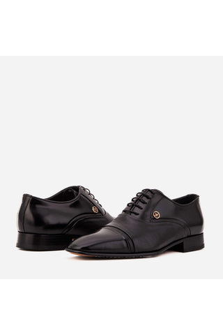 Vinci Rockwell Leather Oxford - Black-AmbrogioShoes