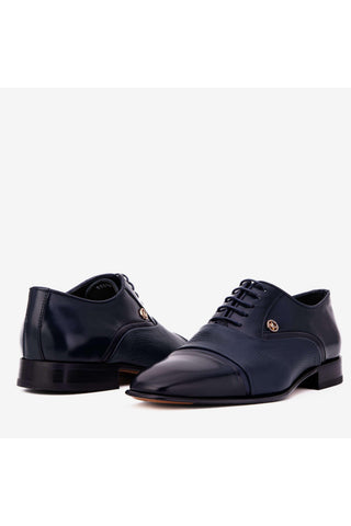 Vinci Rockwell Leather Oxford - Navy-AmbrogioShoes