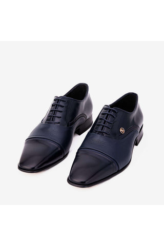 Vinci Rockwell Leather Oxford - Navy-AmbrogioShoes