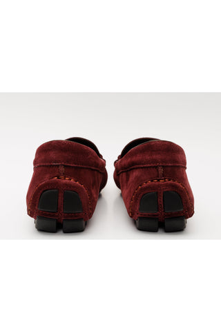 Vinci Rome Suede Horse-Bit Loafer - Burgundy-AmbrogioShoes