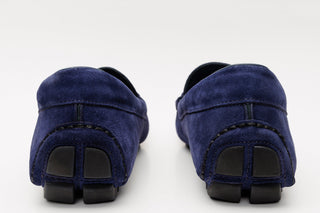 Vinci Rome Suede Horse-Bit Loafer - Navy-AmbrogioShoes
