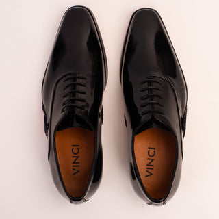 Vinci Royal Patent Leather Oxford - Black-AmbrogioShoes