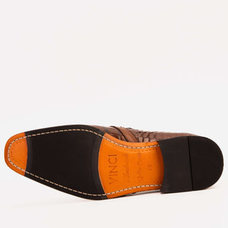 Vinci Strat Crocodile Single Monk-Strap Loafer - Brown