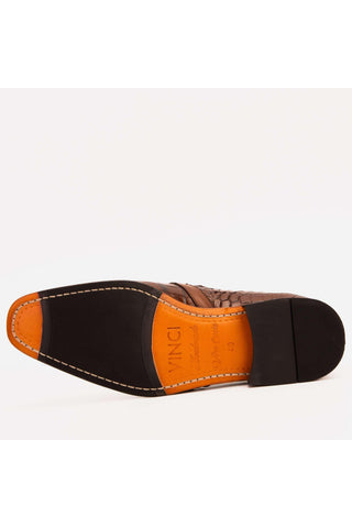 Vinci Strat Crocodile Single Monk-Strap Loafer - Brown-AmbrogioShoes