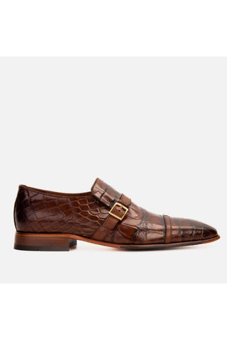 Vinci Strat Crocodile Single Monk-Strap Loafer - Brown-AmbrogioShoes