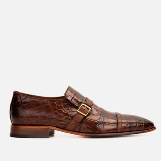 Vinci Strat Crocodile Single Monk-Strap Loafer - Brown