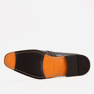 Vinci Strat Crocodile Single Monk-Strap Loafer - Navy