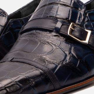 Vinci Strat Crocodile Single Monk-Strap Loafer - Navy