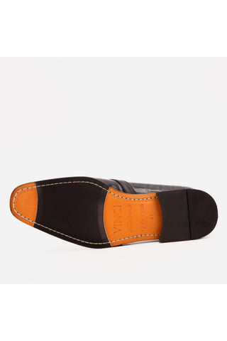 Vinci Strat Crocodile Single Monk-Strap Loafer - Navy-AmbrogioShoes
