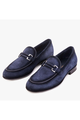 Vinci The Brooks Suede Bit Loafer - Navy-AmbrogioShoes