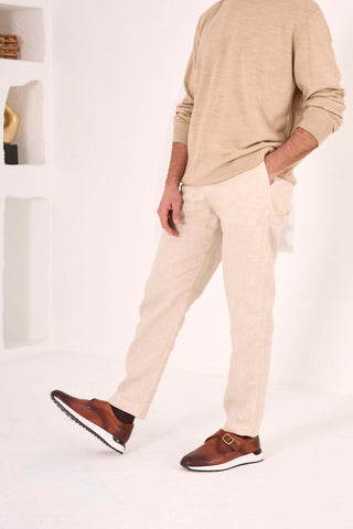 Vinci Torino  Leather Single Monk-Strap Sneaker - Tan