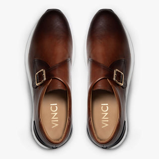 Vinci Torino  Leather Single Monk-Strap Sneaker - Tan