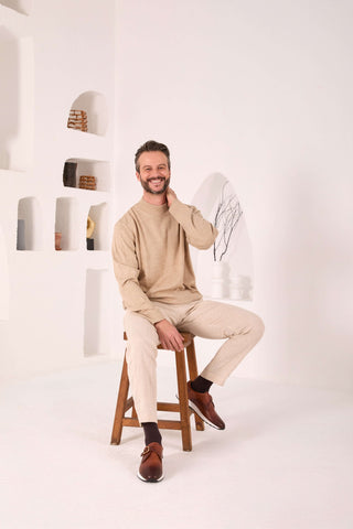 Vinci Torino  Leather Single Monk-Strap Sneaker - Tan