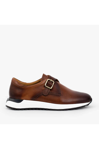 Vinci Torino Leather Single Monk-Strap Sneaker - Tan-AmbrogioShoes