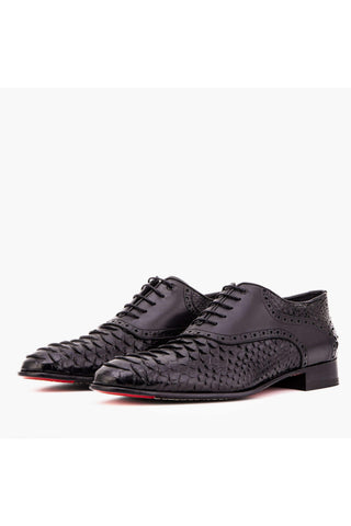 Vinci Varenne Python & Leather Oxford - Black-AmbrogioShoes