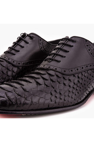 Vinci Varenne Python & Leather Oxford - Black-AmbrogioShoes