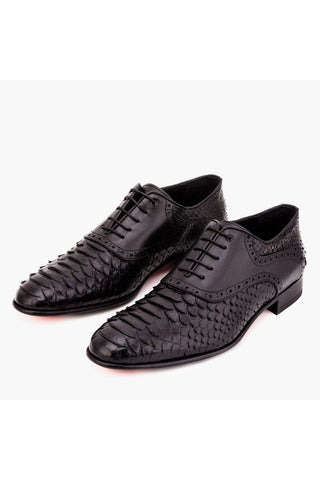 Vinci Varenne Python & Leather Oxford - Black-AmbrogioShoes