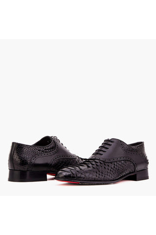 Vinci Varenne Python & Leather Oxford - Black-AmbrogioShoes