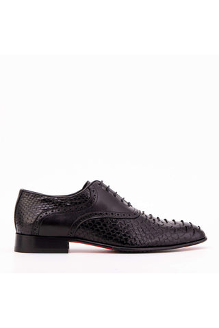 Vinci Varenne Python & Leather Oxford - Black-AmbrogioShoes