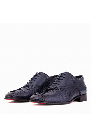 Vinci Varenne Python Oxford - Navy-AmbrogioShoes