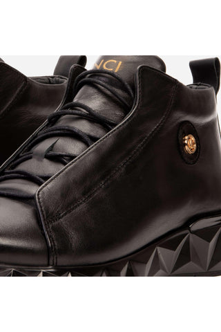 Vinci Vertex Leather Sneaker - Black-AmbrogioShoes