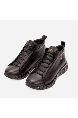 Vinci Vertex Leather Sneaker - Black-AmbrogioShoes