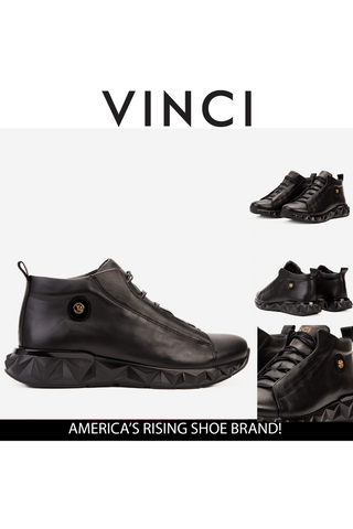 Vinci Vertex Leather Sneaker - Black-AmbrogioShoes