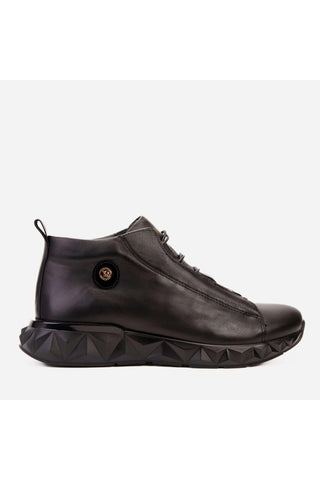 Vinci Vertex Leather Sneaker - Black-AmbrogioShoes