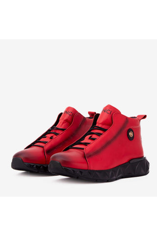 Vinci Vertex Leather Sneaker - Red-AmbrogioShoes