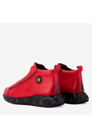 Vinci Vertex Leather Sneaker - Red-AmbrogioShoes