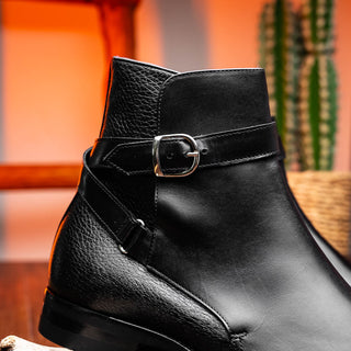 Zelli Italia 45-600 Men's Shoes Black Calf-Skin Leather Jodphur Boot (ZEL1071)-AmbrogioShoes