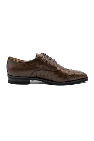 Zelli Italia Andrea Brown Ostrich Skin Derby (ZEL1035)-AmbrogioShoes