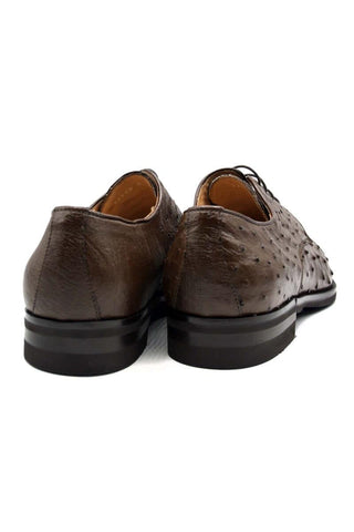 Zelli Italia Andrea Brown Ostrich Skin Derby (ZEL1035)-AmbrogioShoes