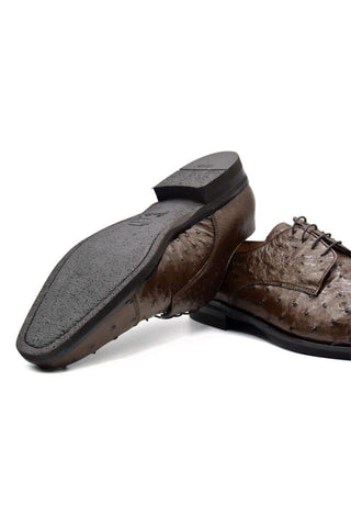 Zelli Italia Andrea Brown Ostrich Skin Derby (ZEL1035)-AmbrogioShoes