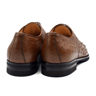 Zelli Italia Andrea Men's Shoe Brandy Ostrich Skin Derby (ZEL1035)-AmbrogioShoes