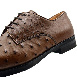 Zelli Italia Andrea Men's Shoe Brandy Ostrich Skin Derby (ZEL1035)-AmbrogioShoes