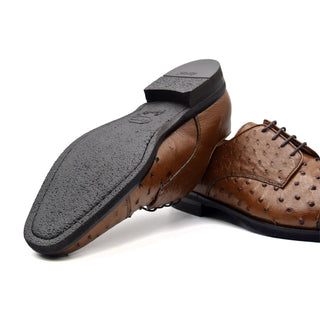 Zelli Italia Andrea Men's Shoe Brandy Ostrich Skin Derby (ZEL1035)-AmbrogioShoes